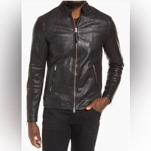 All saints men’s black leather Cora jacket.  Only worn 2 times.